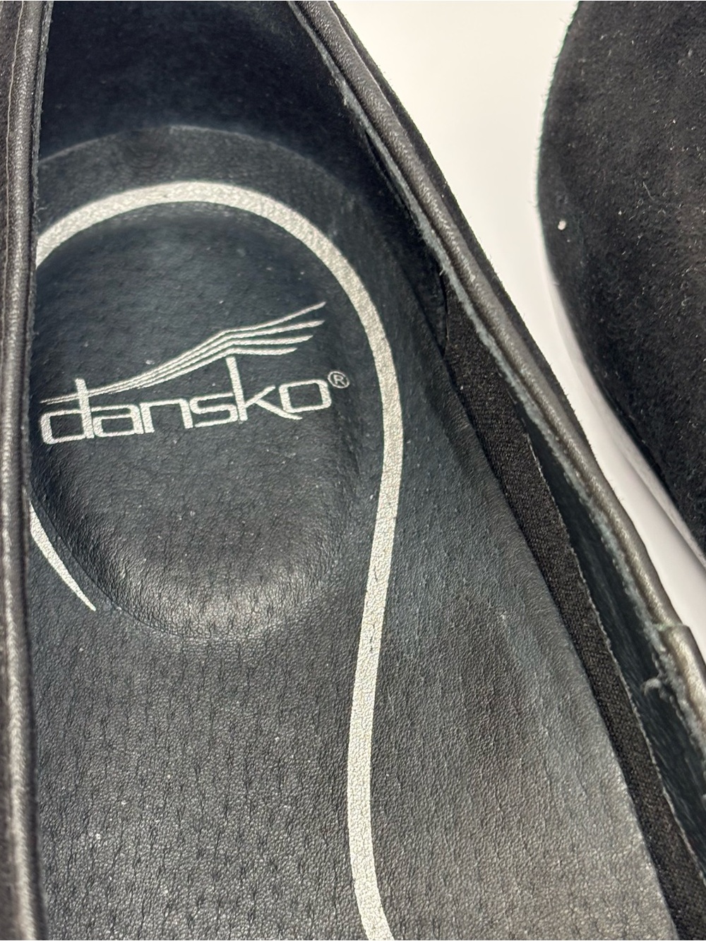 New Dansko Olena black suede loafers tortoise print patent leather trim Size 37 - Picture 6 of 14